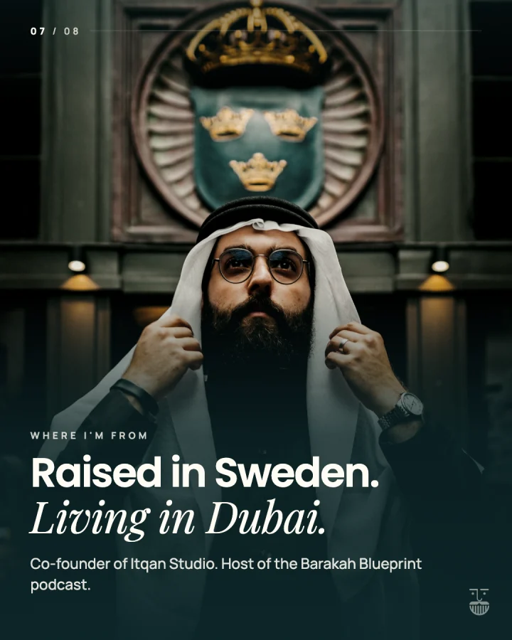 Slide 7 of 8: Raised in Sweden. Living in Dubai.